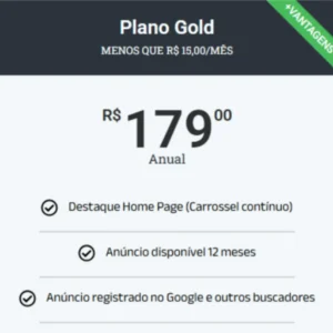 Plano Gold para Anuncio de Veículos na plataforma veículos classificados