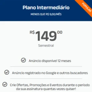 Plano Intermediário para Anuncio de Veículos na plataforma veículos classificados